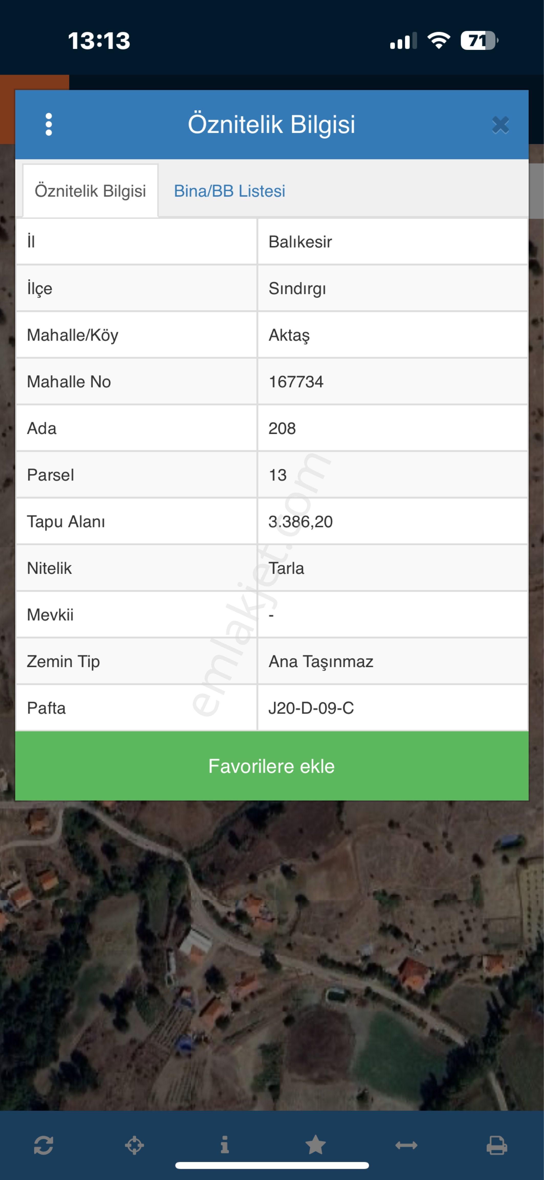 Sındırgı Aktaş Mahallesi Satılık Tarla