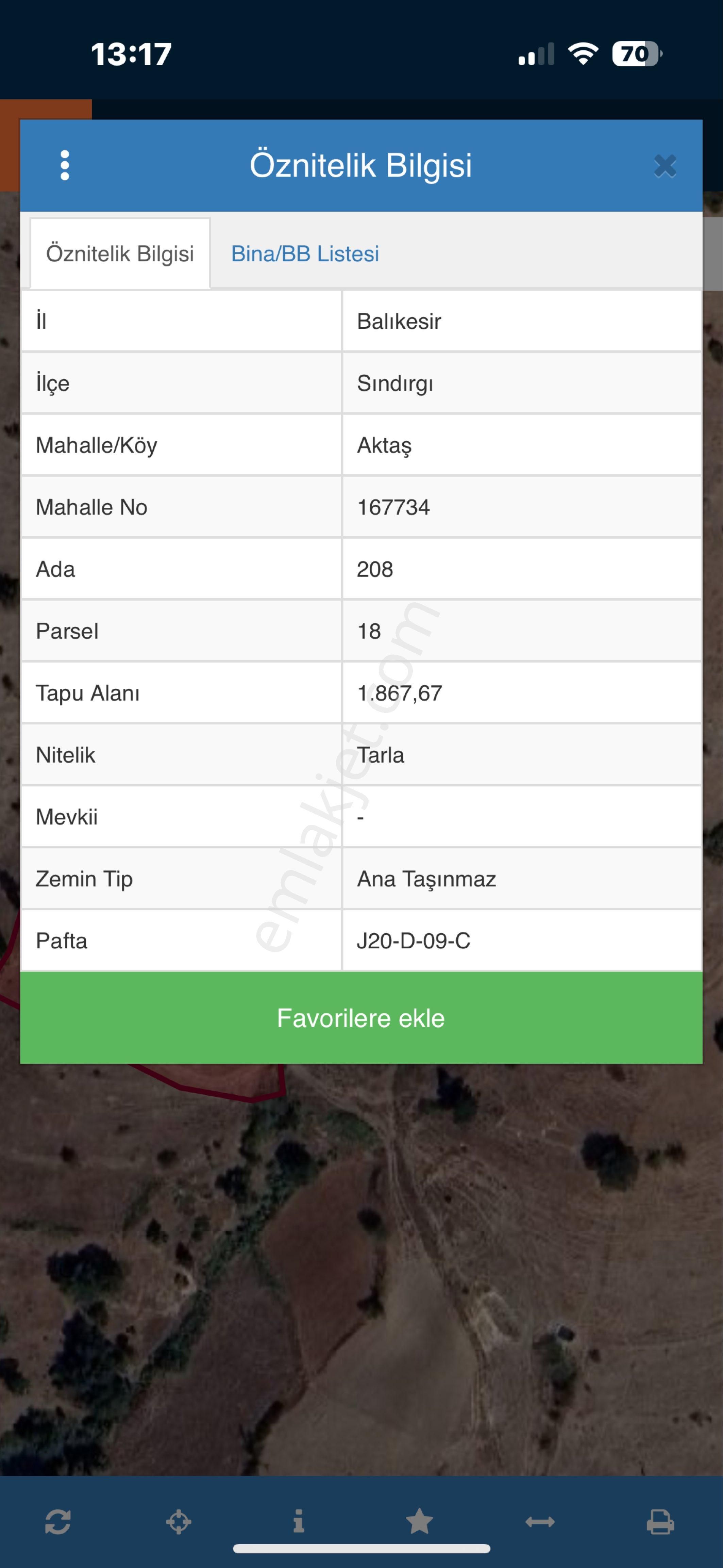 Sındırgı Aktaş Mahallesinde Satılık Tarla