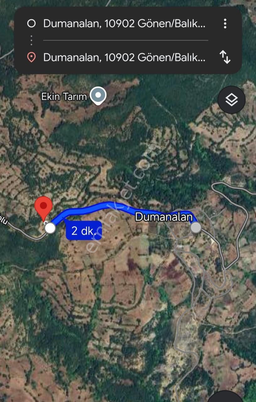 Gönen Dumanalan Mahallesi 6980 M2 Satılık Arazi