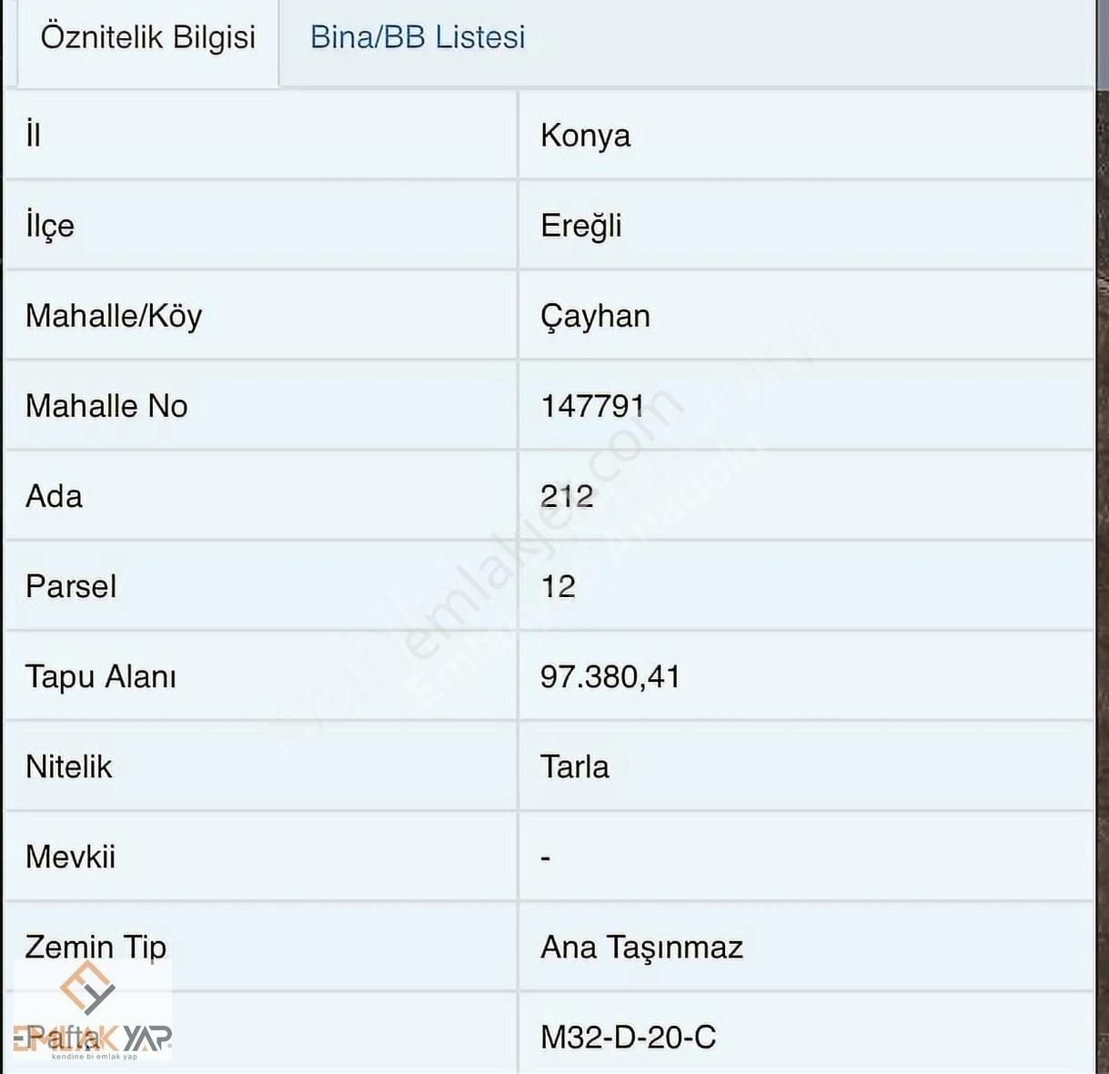 Emlakyap'tan Ereğli Çayhan'da Satılık 97.380 M2 Tarla