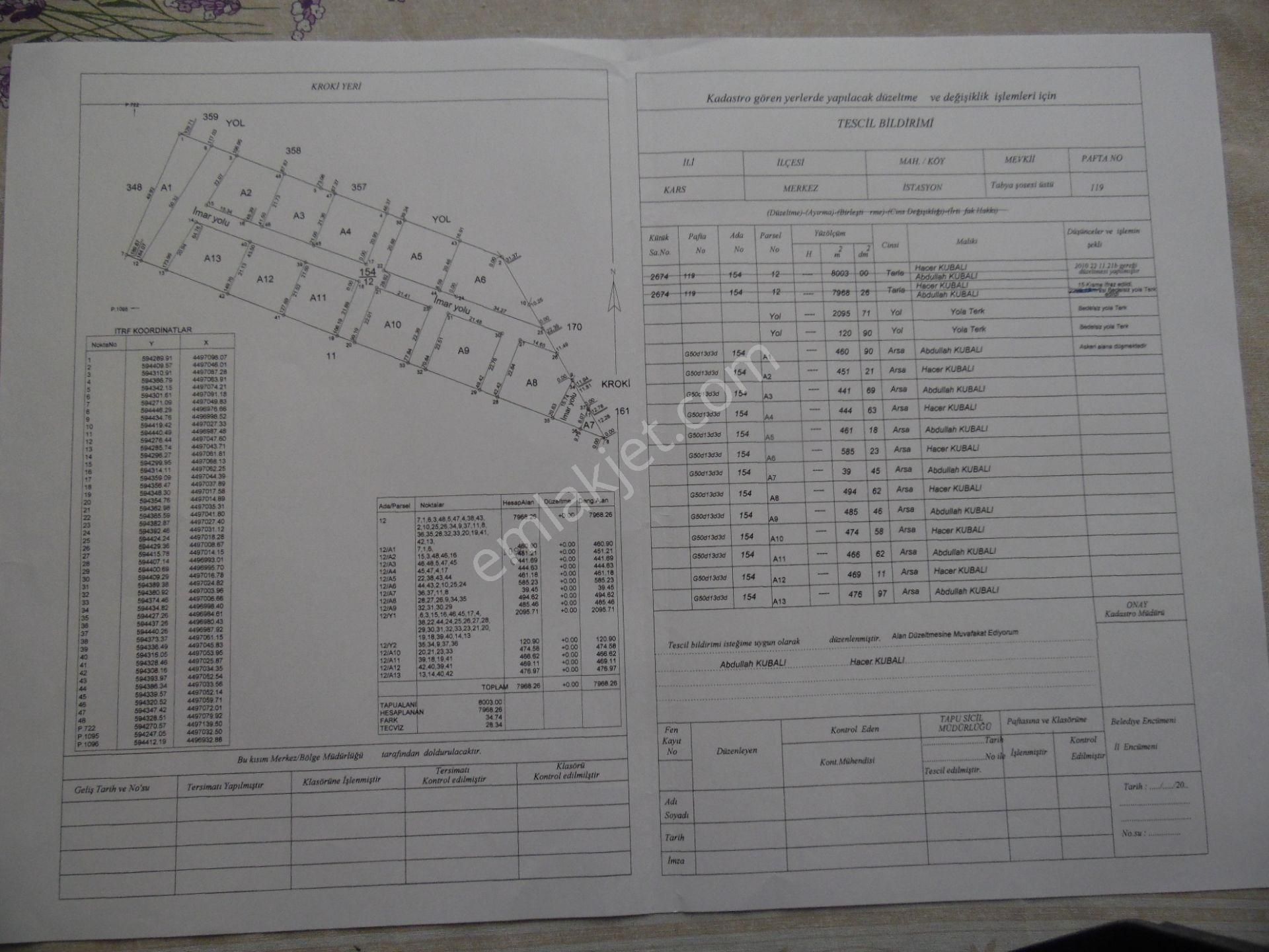 Kars Bahçelievler'de Konut Yapımına Uygun İmarlı 2 Kat Bitişik Nizam Arsa