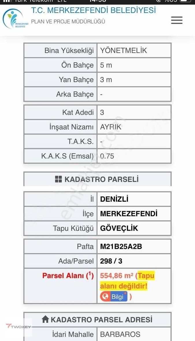 Twokey Den Göveçlik'te Satılık Arsa