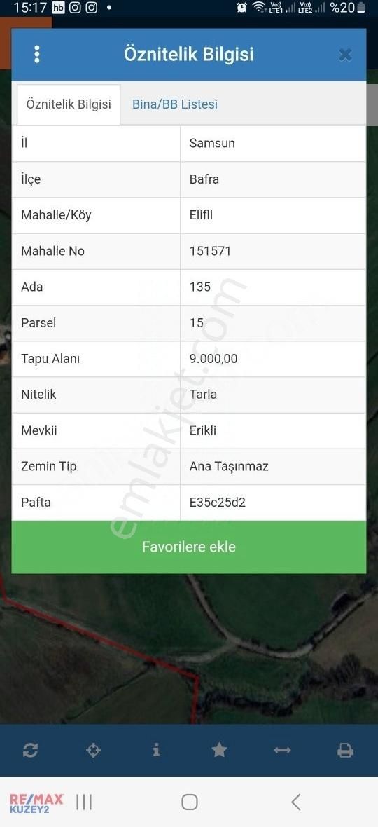 Remax Kuzey Erol Ünlü Bafra Karayoluna 500 M Mesafe Fırsat Tarla