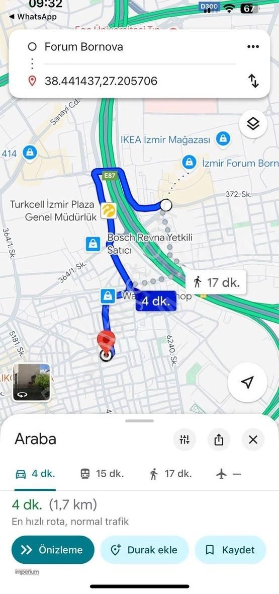Forum Bornova'ya 4 Dk.mesafede Bahçeli Müstakil Kiralık Ev