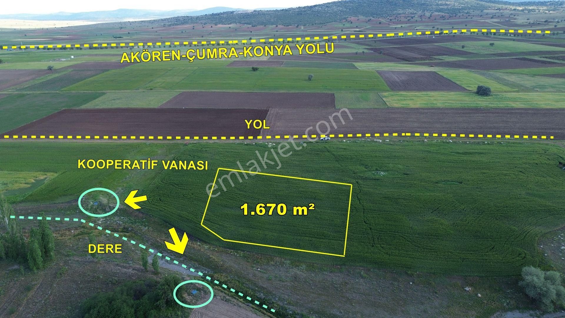 Dereye Cephe 1.670 M² Tarla / Orhaniye / Akören / Konya