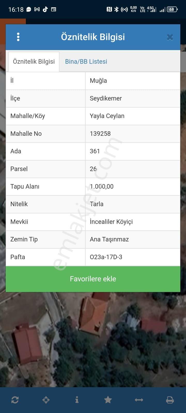 Seydikemer Yayla Ceylan İnce Aliler Köyü İmarlı 1000 M2 Arsa