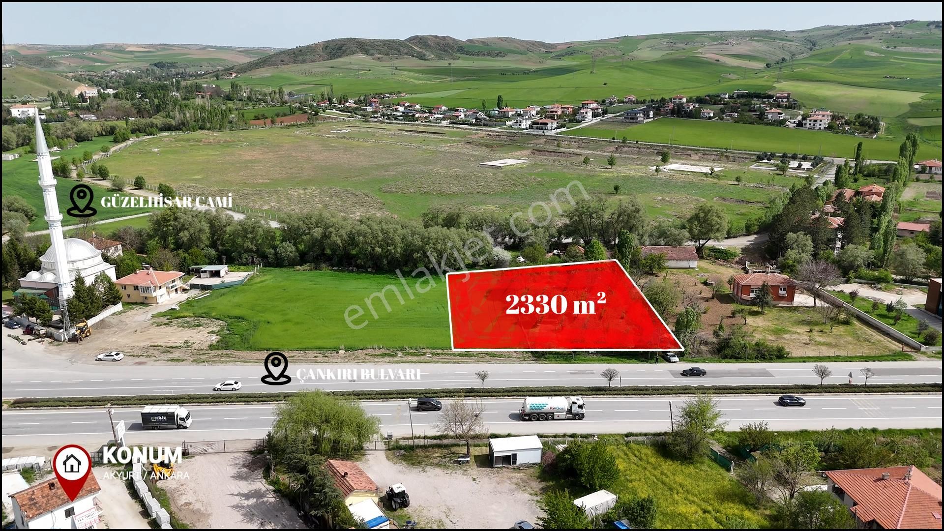 Ankara Akyurt'da Çankırı Yolu Üzerinde 2330 M² Satılık Arsa
