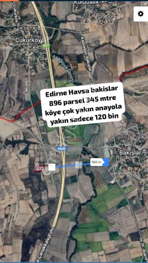 Çok Acil Satılık Arsa Edirne Havsa 345 Mtre Takas Olur
