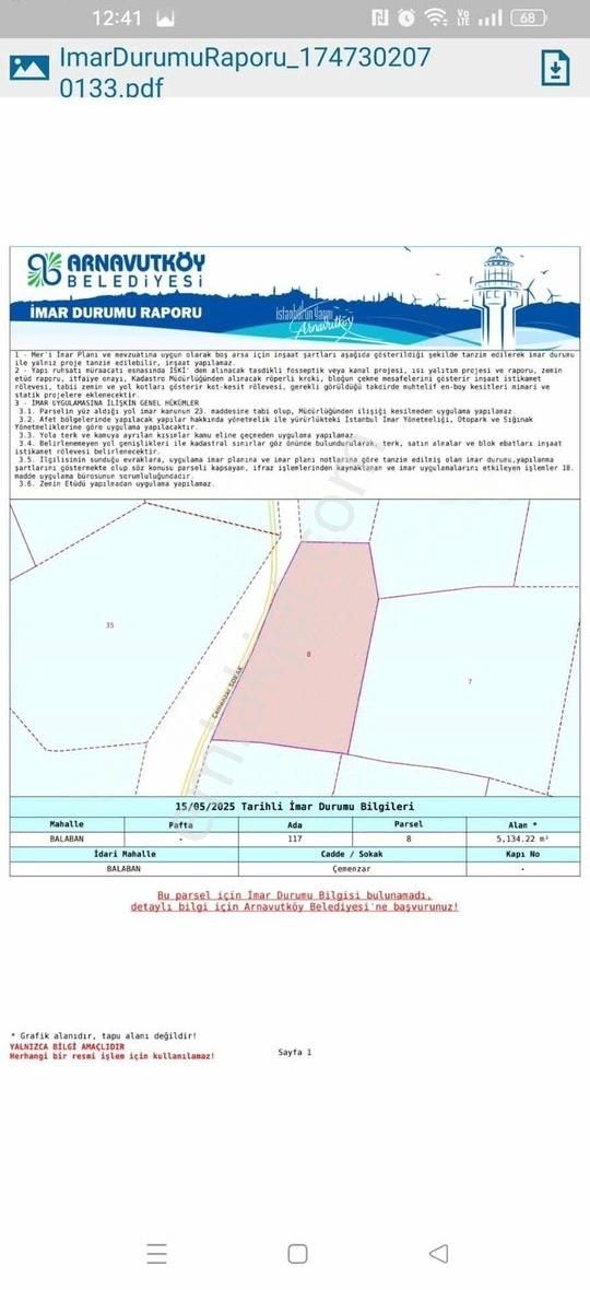 Karataş İnşattan Satılık Balabanda Arazi 427 Metre Çevrili