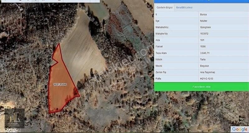 Nilüfer Güngören'de 3846m² Tek Tapu Satılık Arazi!
