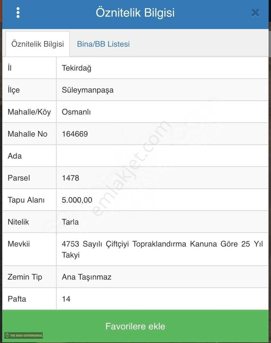 The Boss Gayrimenkul'den Satılık Tarla
