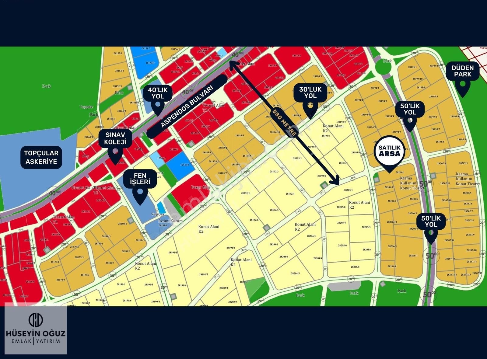 Hüseyin Oğuz'dan Kırcami'de 50'lik Yolda 105m² Köşe Parsel Arsa