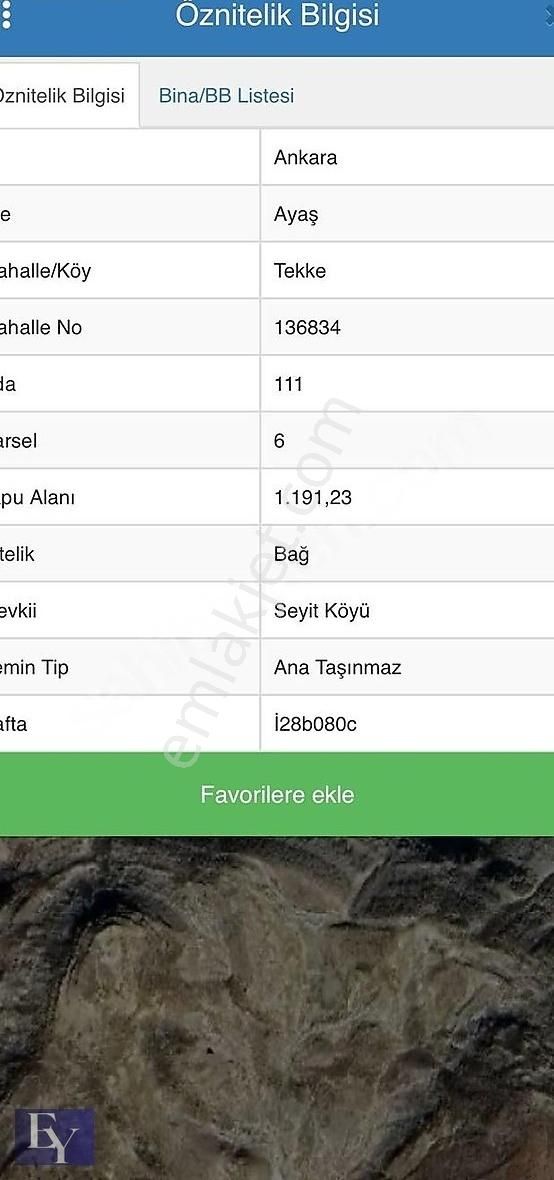 Ayaş Tekkede Bahçeye Yatırıma Uygun Arsa