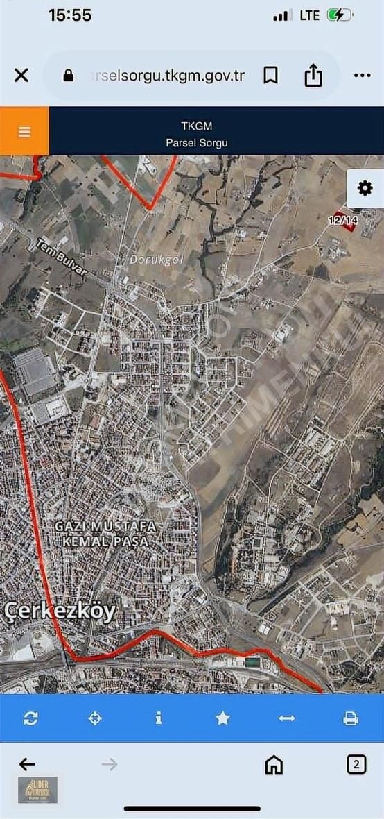 Lider Arsa Ofisin'den Çerkezköyg.m.k.p Mahlesinde300m²hisseçaplı