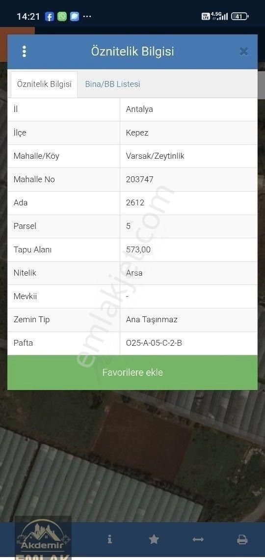 Satılık Zeytinlik Mahallesi'nde
