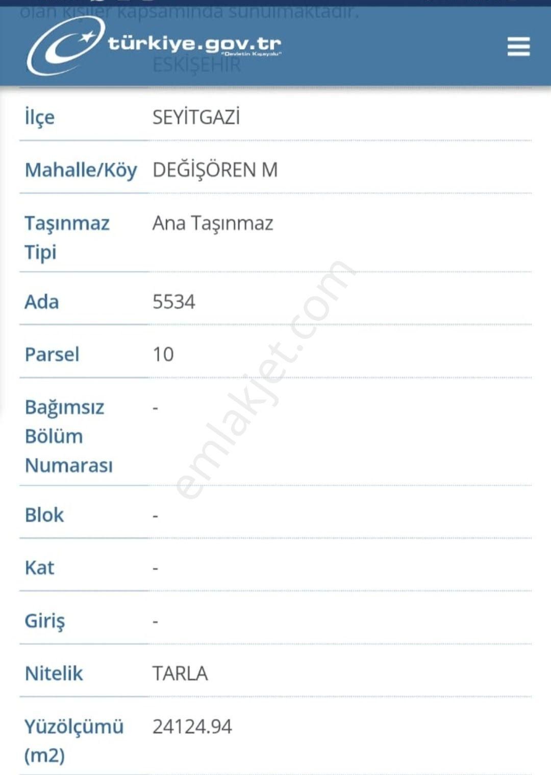 Değişören De Satılık Tarla