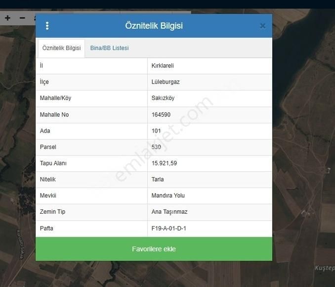 Lüleburgaz Sakızköyde 15.921 M² Satılık Tarla!