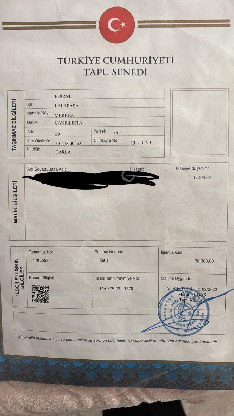 Lalapaşa Merkez Fırsat Arazii