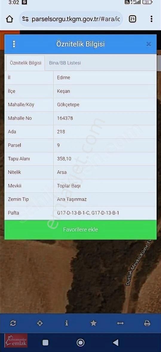 Keşan Saros Körfezi Gökçe Tepe Satılık Arsa