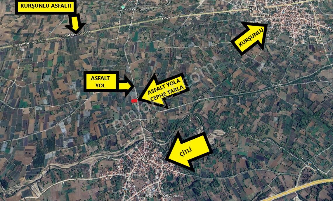 Aydınlık Emlak'tan İnegöl Kurşunluda Asfalta Cephe Satılık Tarla