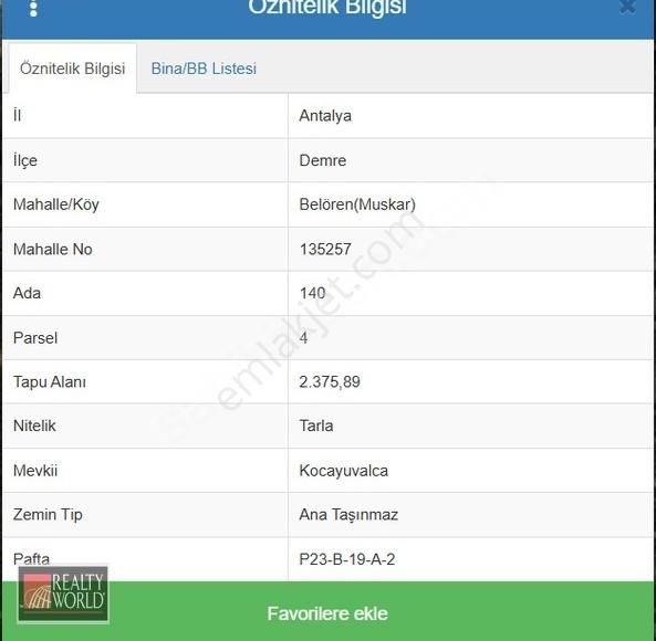 Rw Office20'den Antalya Belören'de Yatırımlık Tarla