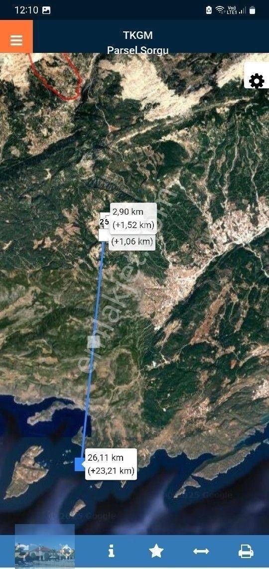 Antalya Kaş Akörü Köyünde Satılık Müstakil Tarla Takaslı