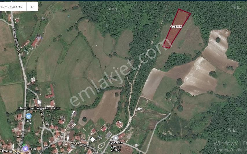 Çatalca Hisarbeylide Satılık Arsa , 362 M2 Yolu Var Hisseli