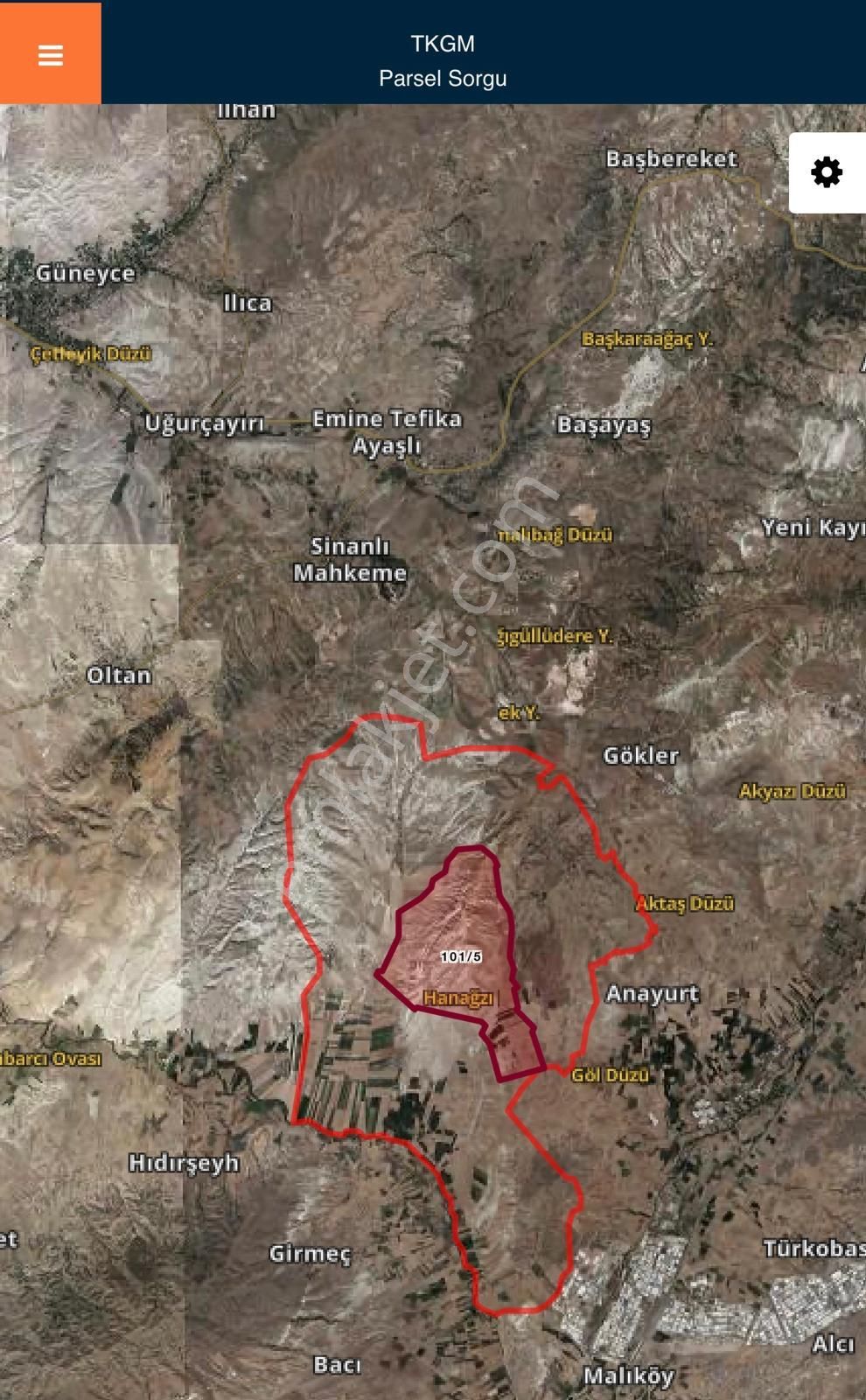 Ankara Ayaş Tekke Mahallesinde 101 1da 1 Parselde Satılık 5000m2 Tarla