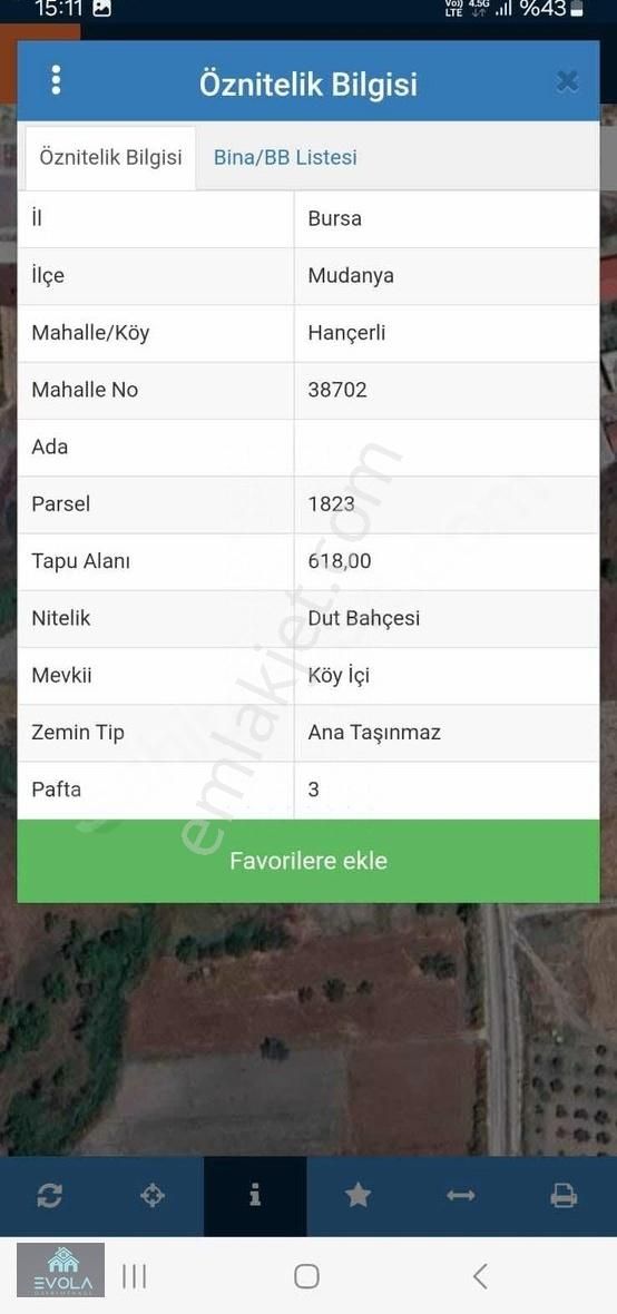 Bursa Mudanya Hançerli Tek Tapu