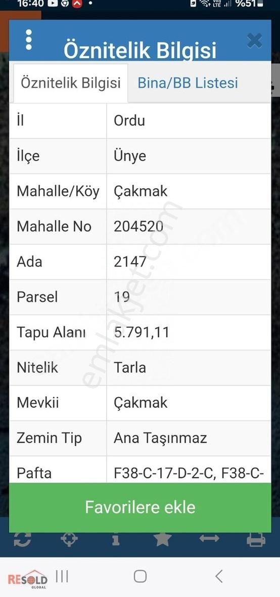 Global Resold'an Satılık Fındık Bahçesi.