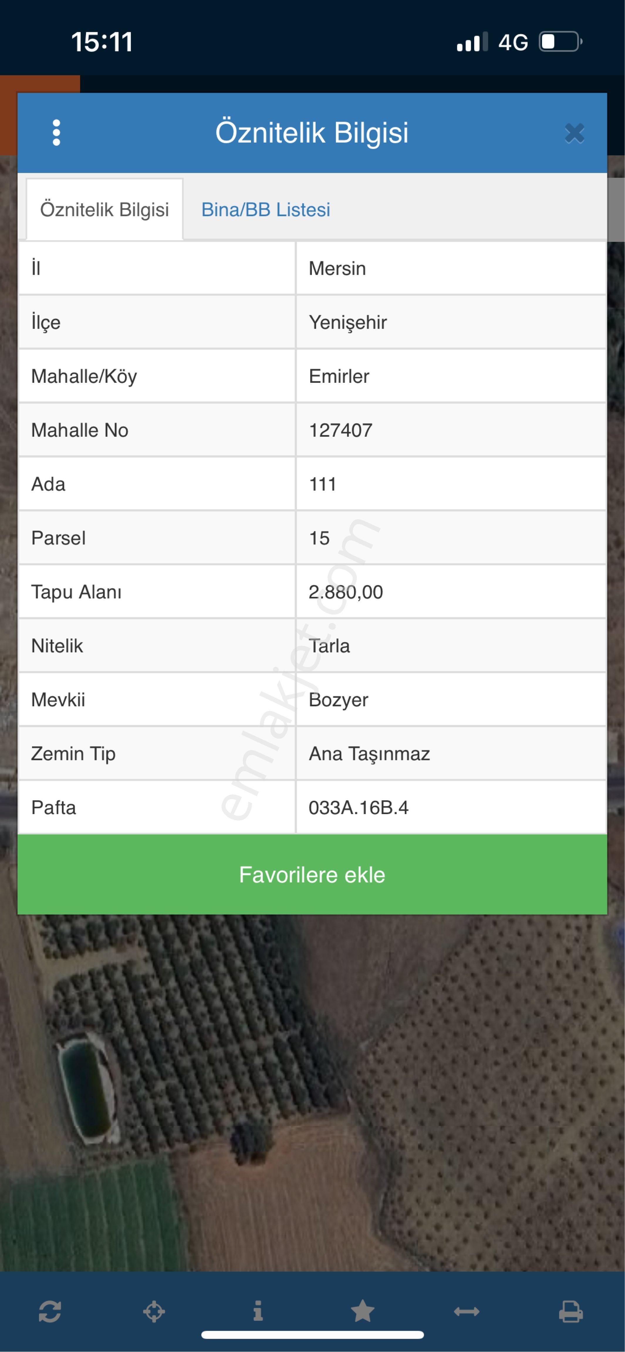 Mersin Yenişehir Emirler De Satılık Tarla