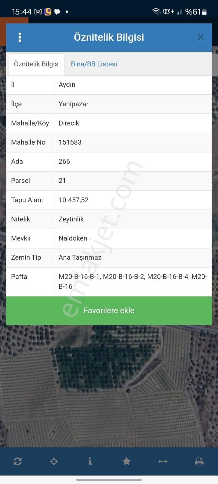 Yenipazar- Direcik Yolu Üzerinde 10.500 M2 Satılık Zeytinlik