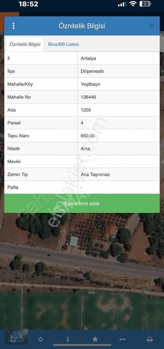 Yeşilbayır Ant Spor Tesisleri 650 M2 Fırsat Konum Villa Arsası