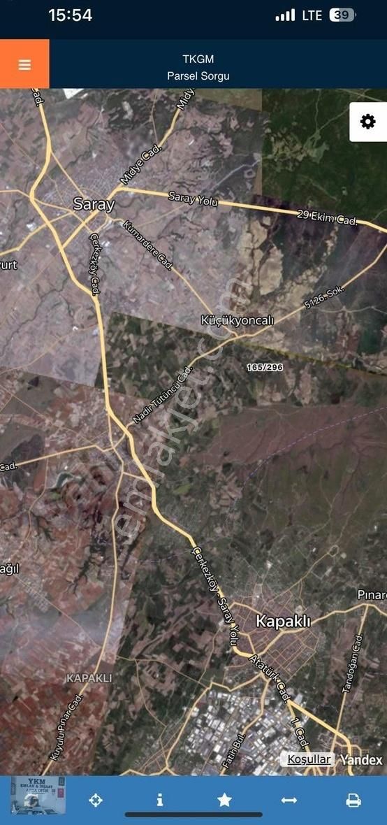 Saray Küçük Yoncalı Da Tek Tapu Dere Kenarı Tarla