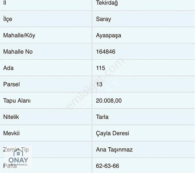 Onay 'dan Saray Ayazpaşa 'da Hisse Parsel