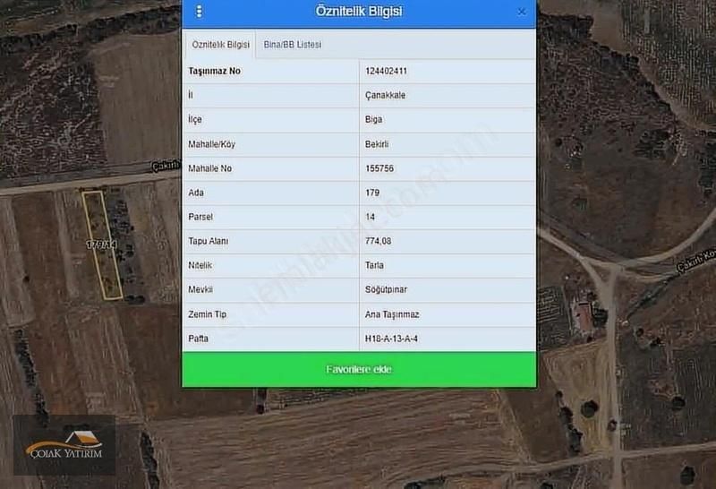 Biga Bekirli'de Yola Cephe Denize Yakın Satılık 774 M2 Fırsat !