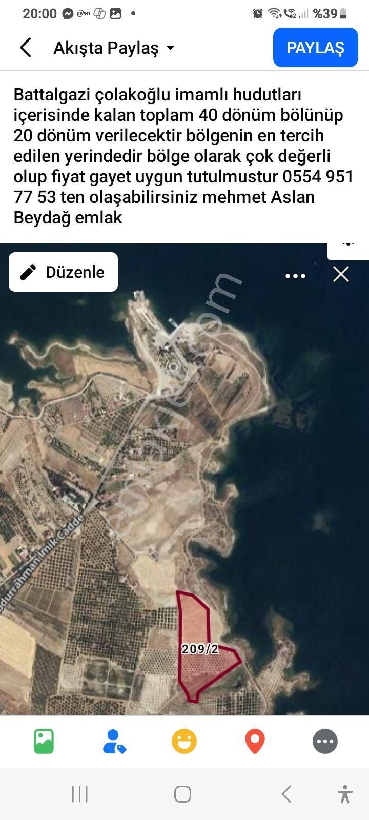 Battalgazi İmamlı Hudutları İçerinde Kalan Toplam 20 Dönüm Verilecektir Boş Baraja Sıfır