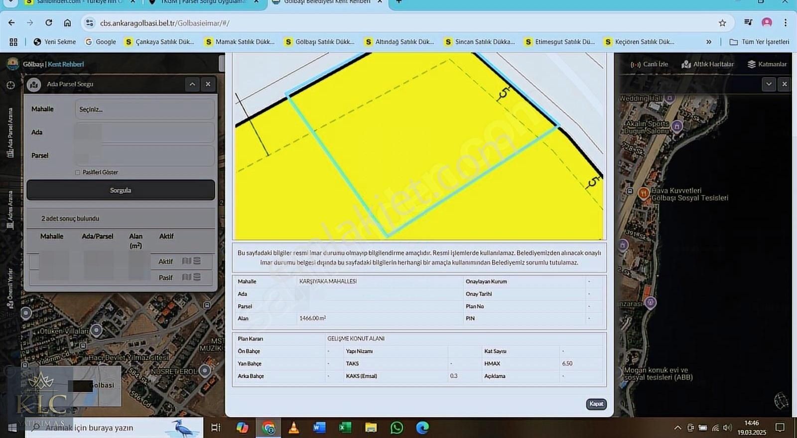 Klc Yatırım A.ş'den Uygun Fiyatlı 1460m² 2 Adet Villalık Parsel