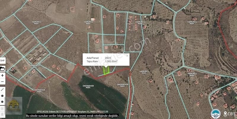 Özcan Ata Gayrimenkulden İncesu Hamurcuda 1.085 M2 Villa Parseli