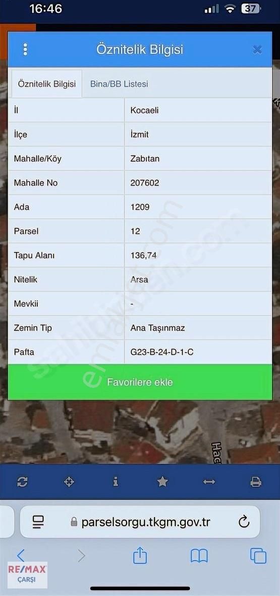 Remax Çarşı'dan Zabıtan Mahallesinde Konut İmarlı Arsa