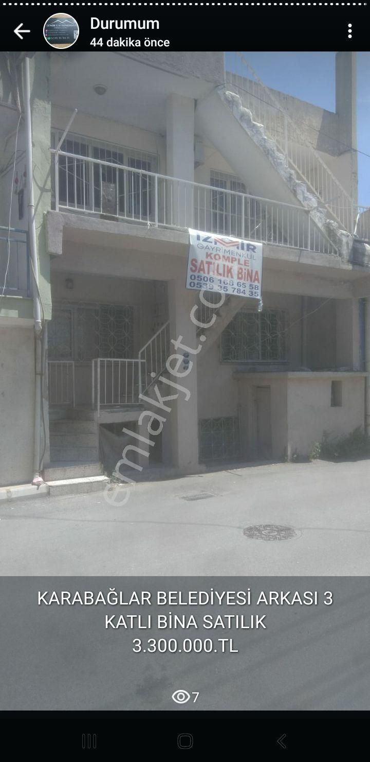 Karabağlar Belediyesi Arkası 3 Katlı İmar Barışlı 85 M2 Tabanda Bina Komple Satılık