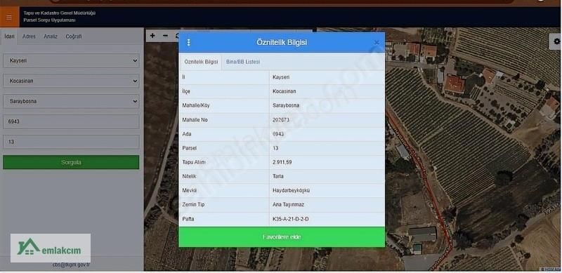 Emlakcım.com'dan Haydarbey Köşk Yanında - Tek Tapu Satılık Yer-