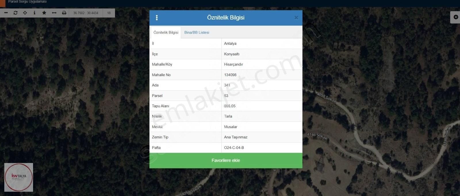 Antalya Konyaaltı Hisarçandır Satılık 855 M2 Tarla