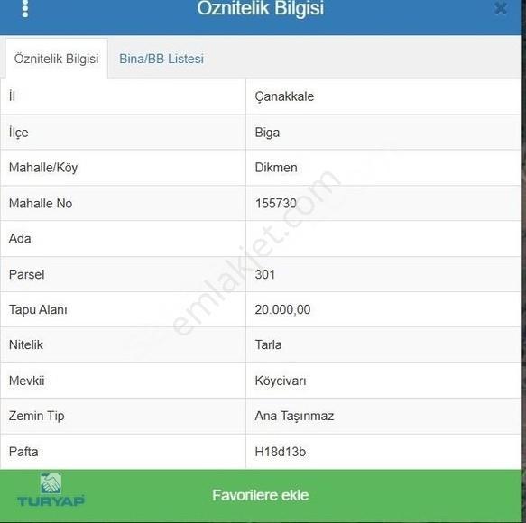 Çanakkale Biga Dikmen Köyü 31.600m2 Satılık Kupon Tarla - Görsel 2