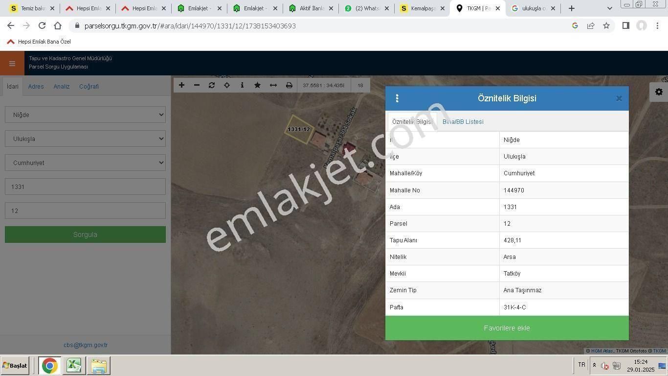 Niğde Ulukışla Cumhuriyet Mahallesinde Merkeze 2 Dk Mesafede Yaylalık Konut İmarlı Arsa Satılık
