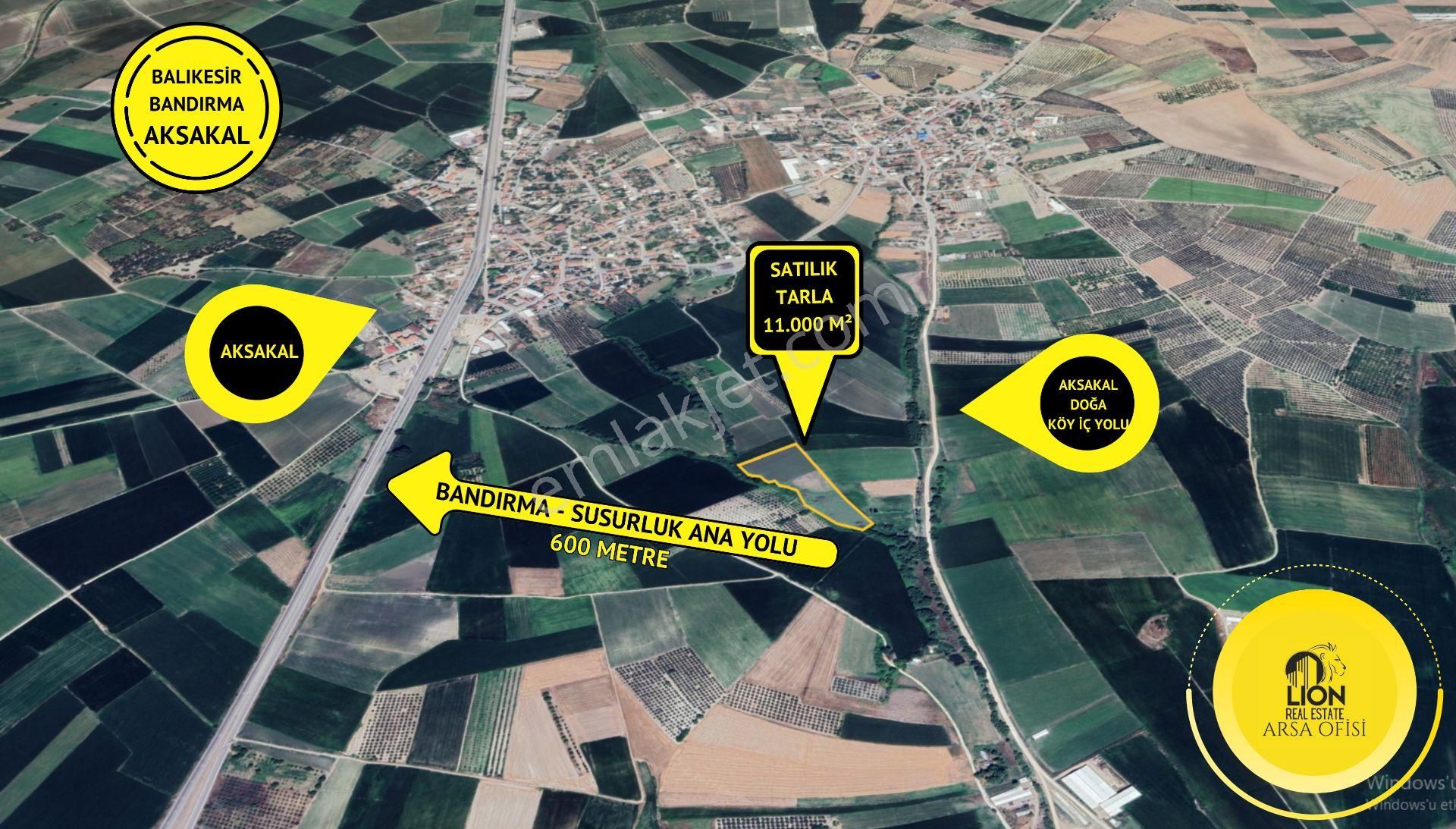 Bandırma Aksakal'da Yerleşim Yerine Yakın,kadastro Yoluna Cephe Satılık 11.000 M² Tarla