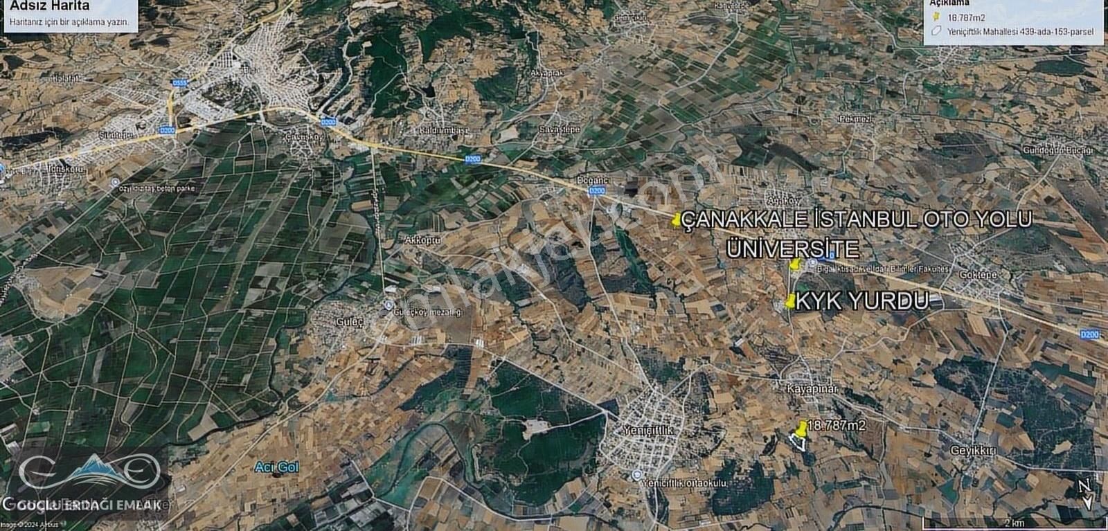 Satılık 18.787m² Tarla Biga Yeniçiftlik De Güçlü Erdağı 'dan