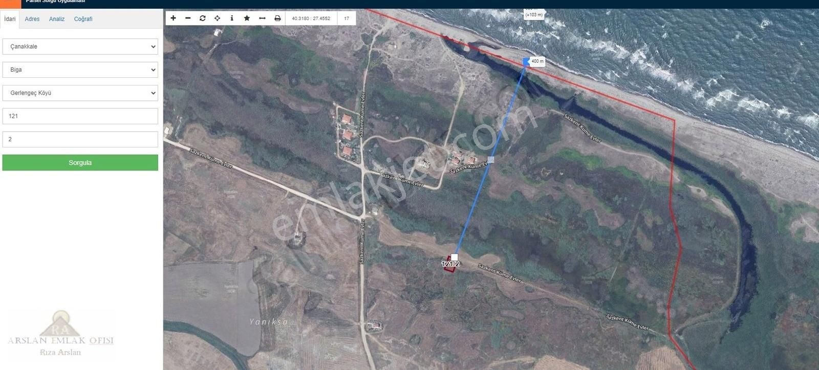 Arslan Emlak'tan Çanakkale / Biga / Gerlengeçte 425 M2 Arsa - Görsel 3