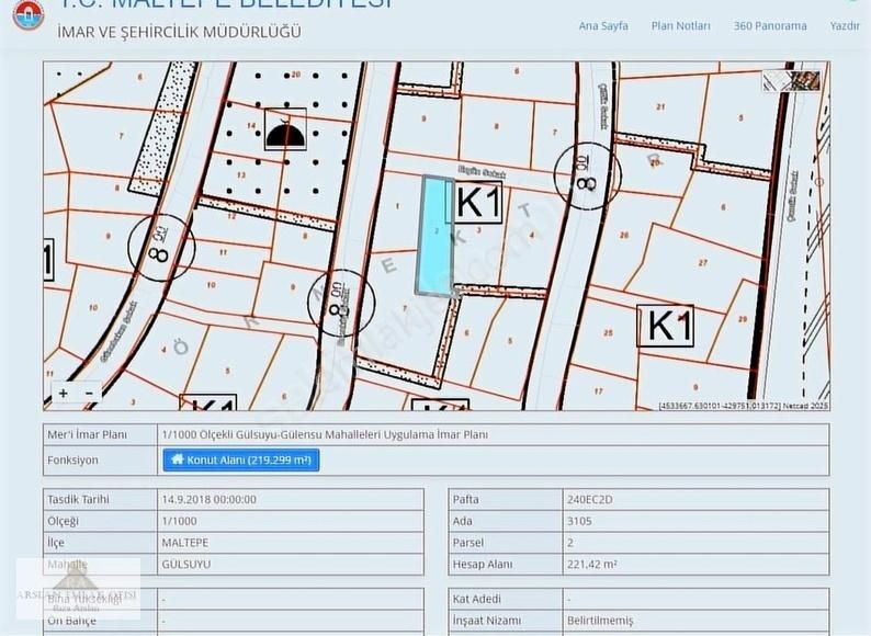 Arslan Emlakta Maltepe Gülsuyu'da 222 M2 Konut İmarlı Arsa - Görsel 2