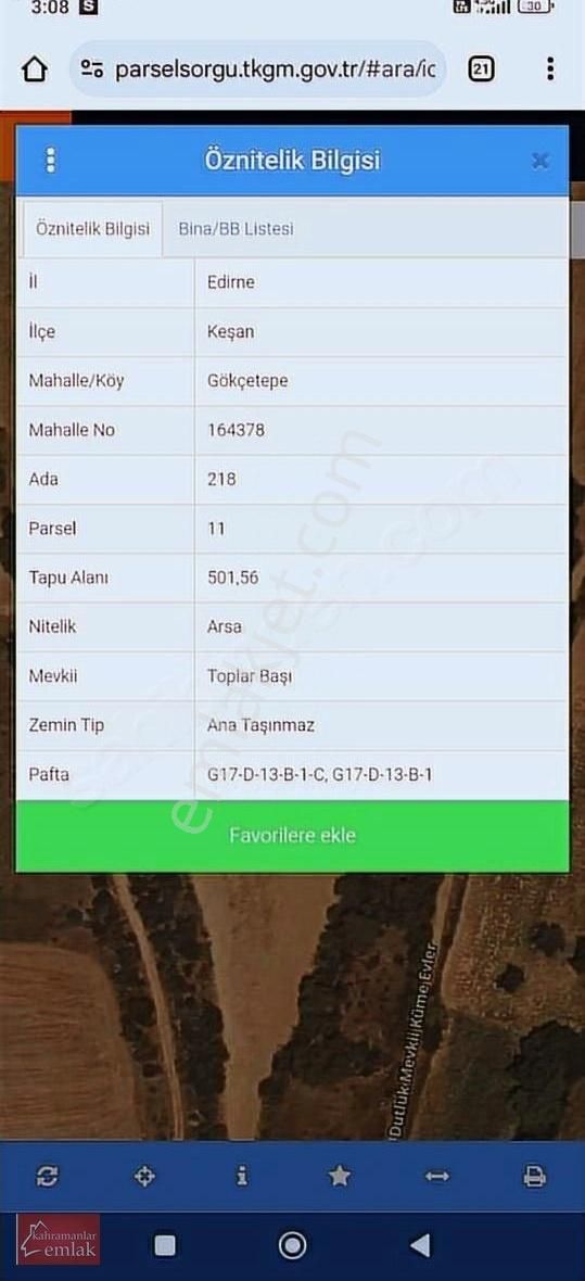 Keşan Saros Körfezi Gökçe Tepe Satilik Arsa